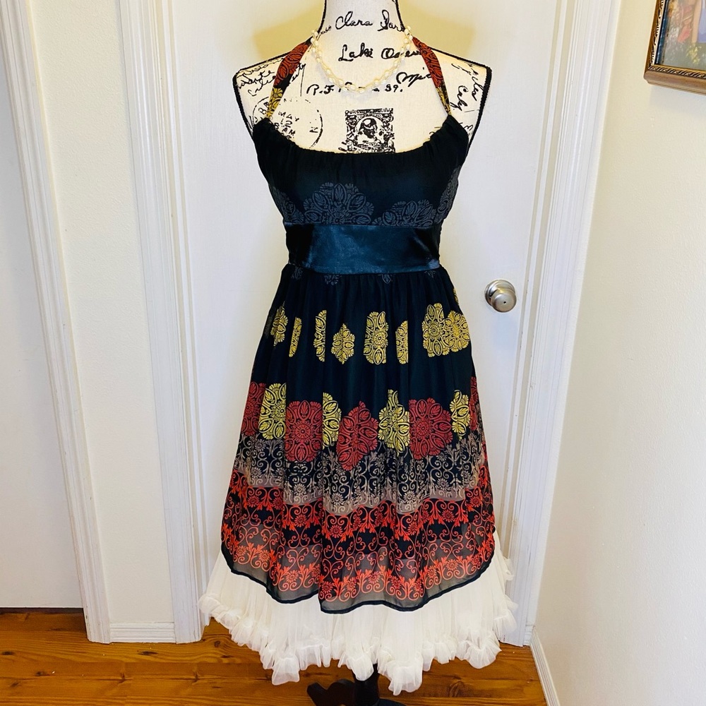 Halter Pattern Mini Dress Size Medium - image 1